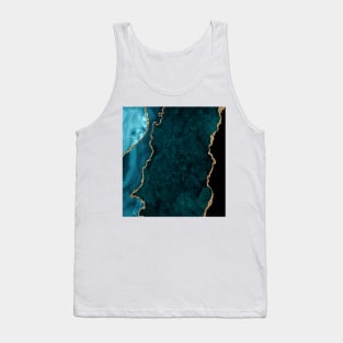 Watercolor Agate in Teal Green and Turquoise with Glitter Veins Tank Top